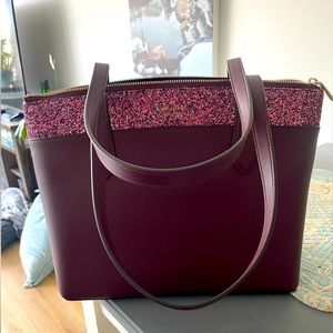 Purple medium kate spade bag with sparkles